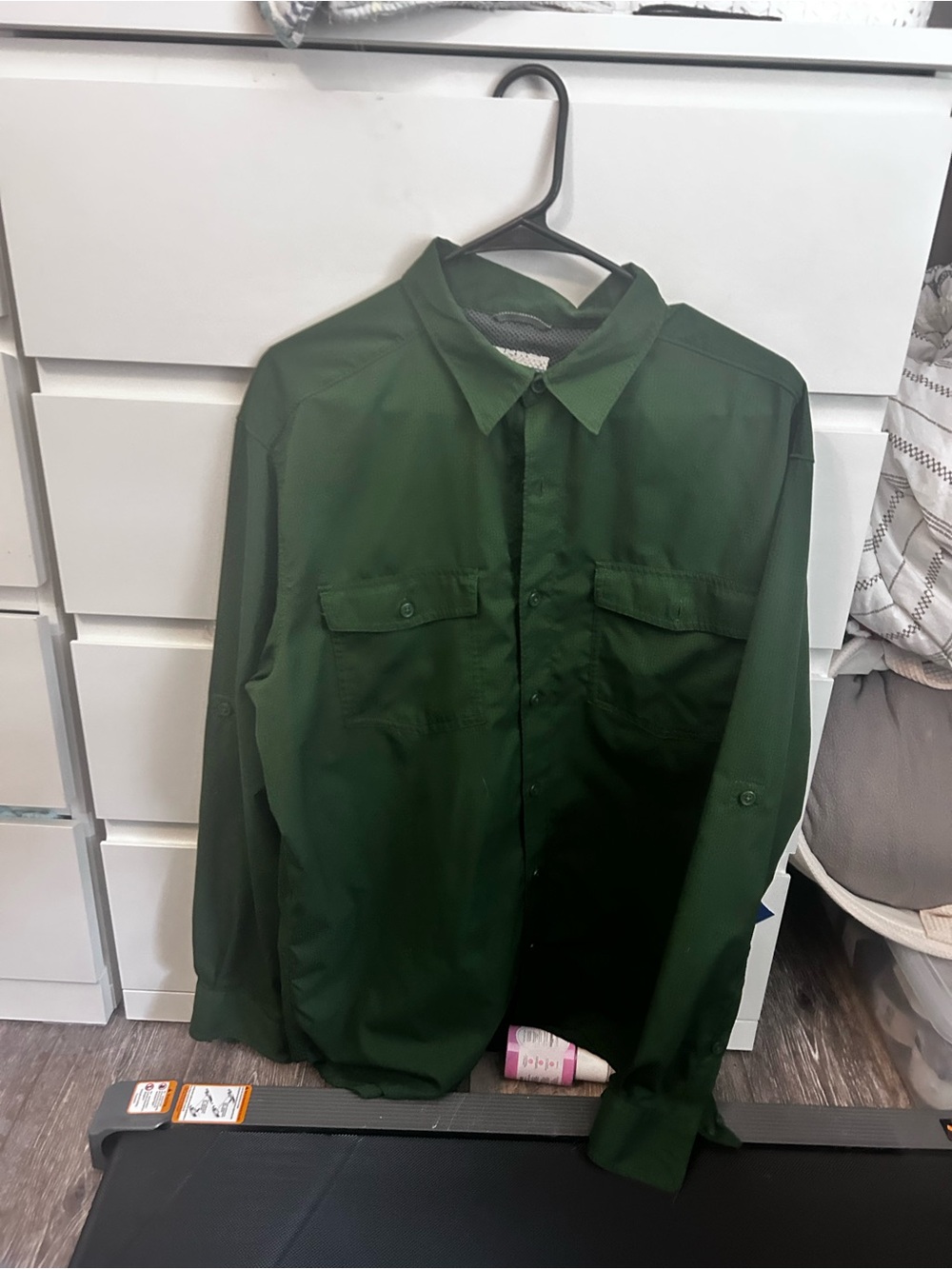 Men's Forest Green Button-Up Utility Shirt